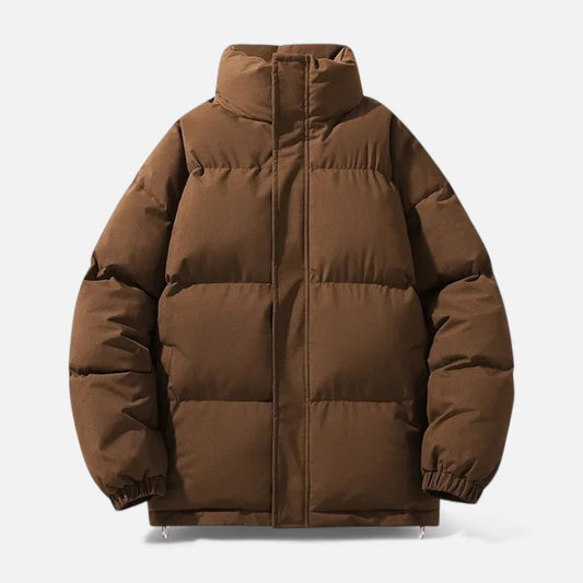Warm Water Resistant Puffer Jacket with Stand Collar - VogeLuxe