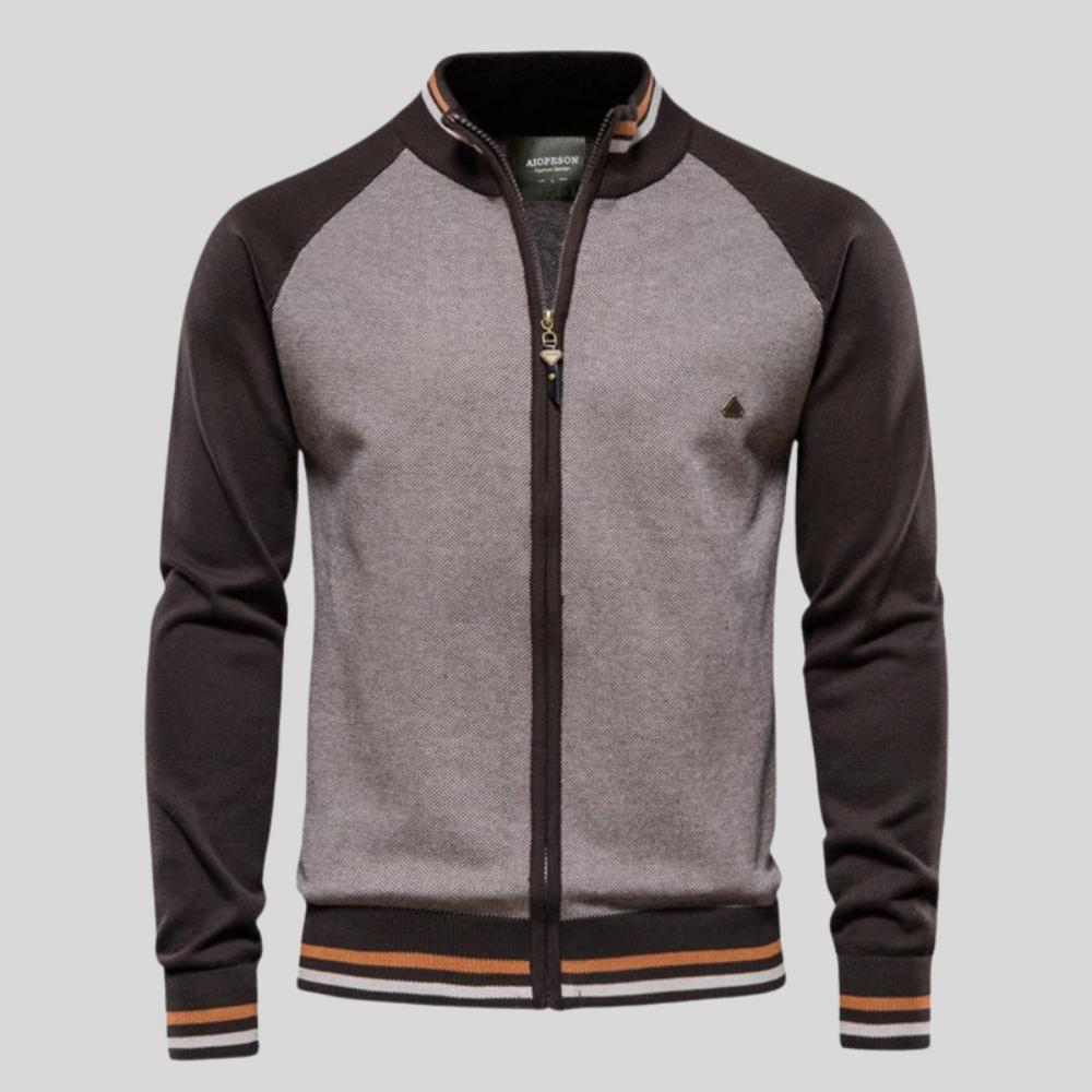 VogeLuxe | Men’s Two Tone Raglan Zip Cardigan