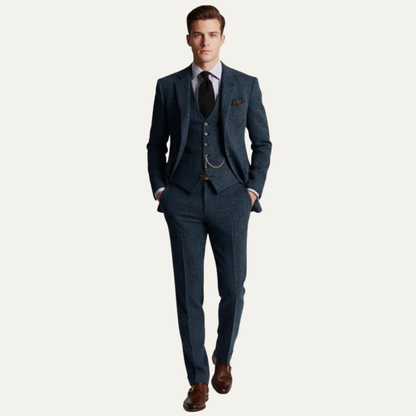 VogeLuxe | Men’s Textured Tweed Three Piece Suit