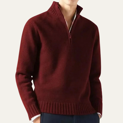 VogeLuxe | Men’s Ribbed Collar Quarter Zip Sweater