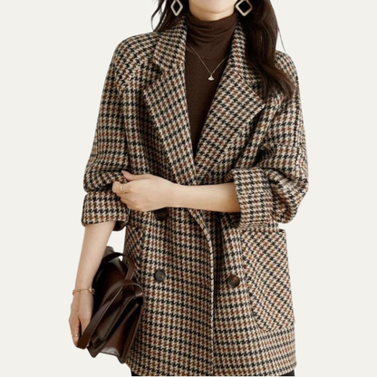 VogeLuxe | Women’s Classic Houndstooth Coat