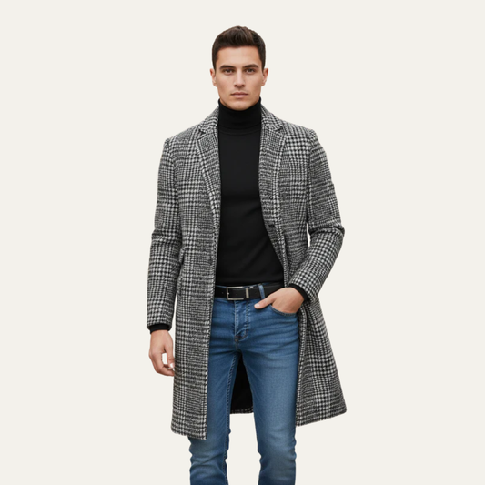 VogeLuxe | Men’s Classic Plaid Topcoat
