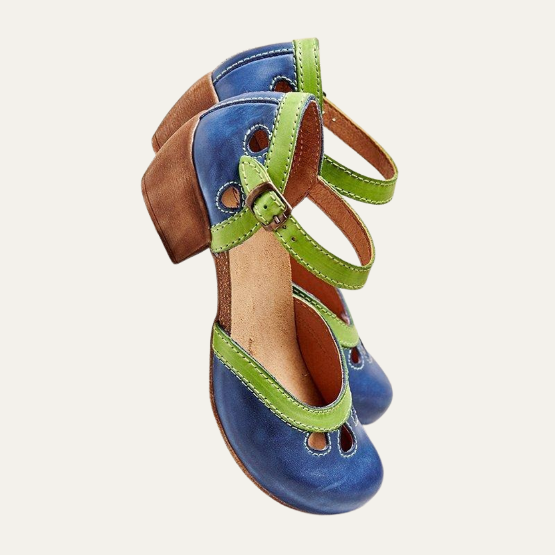 VogeLuxe | Women’s Closed Toe Block Heel Pump with Cutout Toe Detail