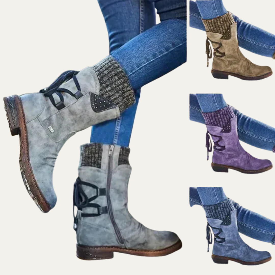 VogeLuxe | Women’s Mid Calf Winter Boots with Slouchy Suede Look