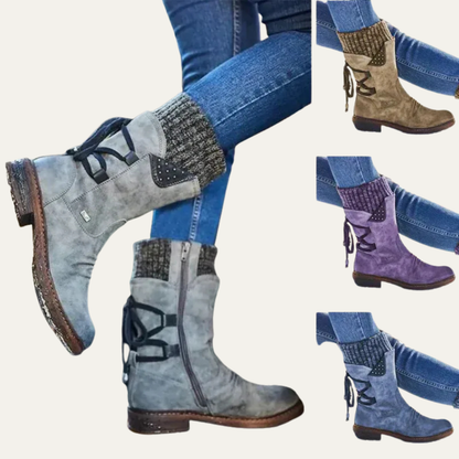 VogeLuxe | Women’s Mid Calf Winter Boots with Slouchy Suede Look