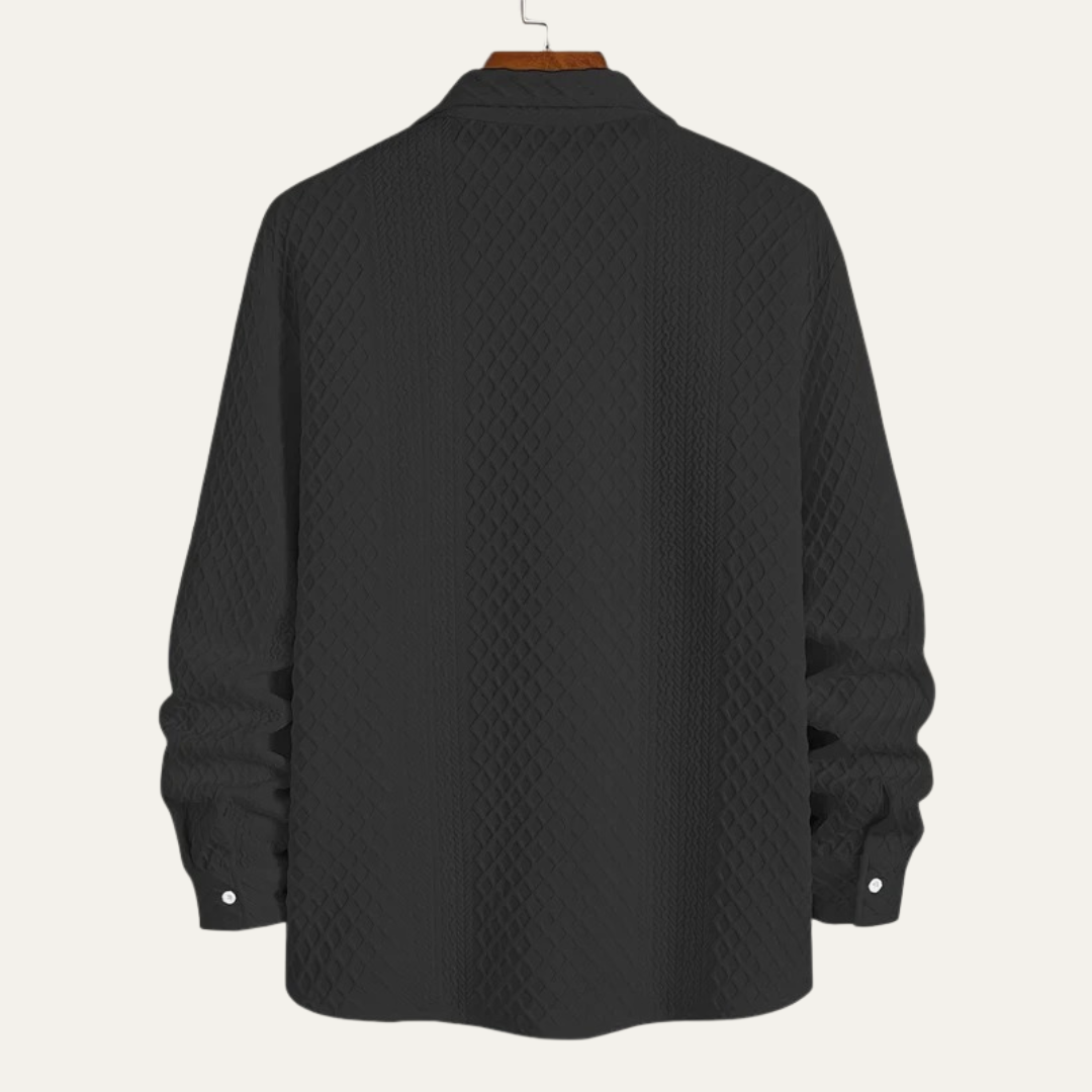 VogeLuxe | Men’s Embossed Waffle Texture Button Down Shirt