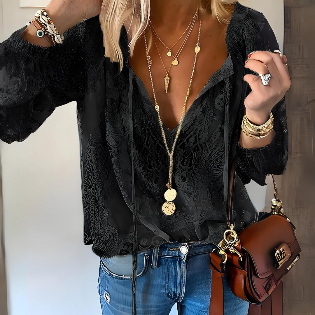 Chic Bohemian Top with Cut Out Neck