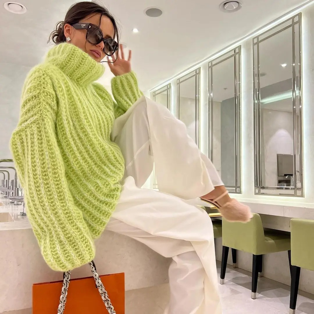 Warm Cozy Women's Cable Knit Turtleneck Sweater