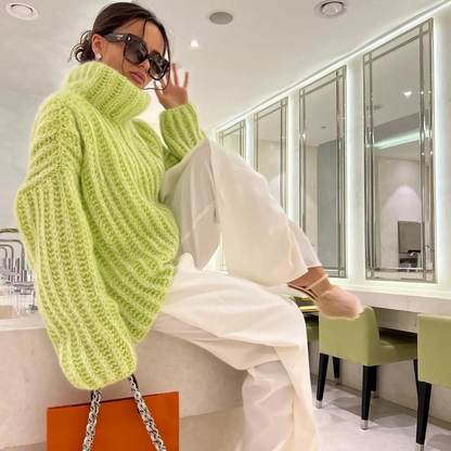 Warm Cozy Women's Cable Knit Turtleneck Sweater
