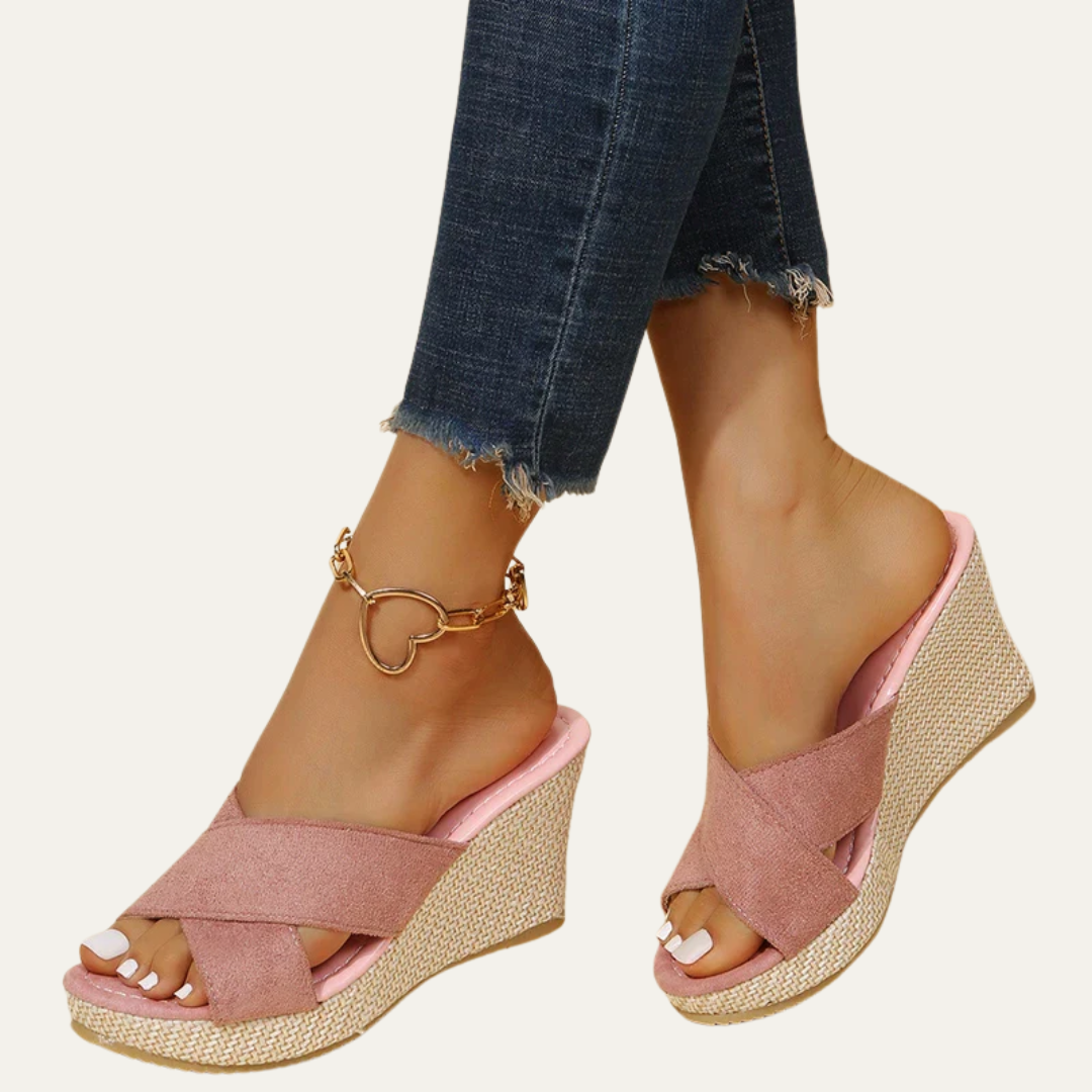 VogeLuxe | Women’s Open Toe Cross Strap Wedge Sandals