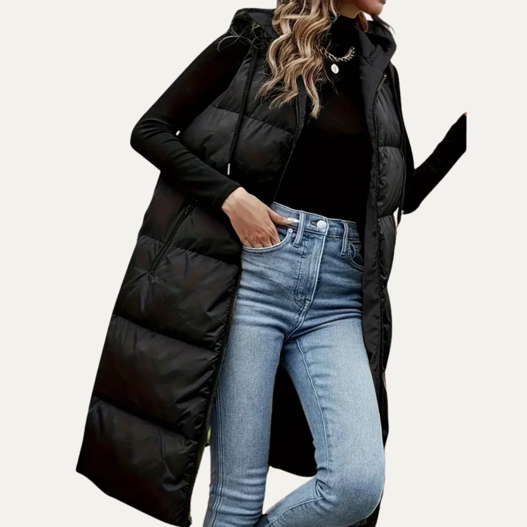 VogeLuxe | Women’s Longline Hooded Puffer Vest