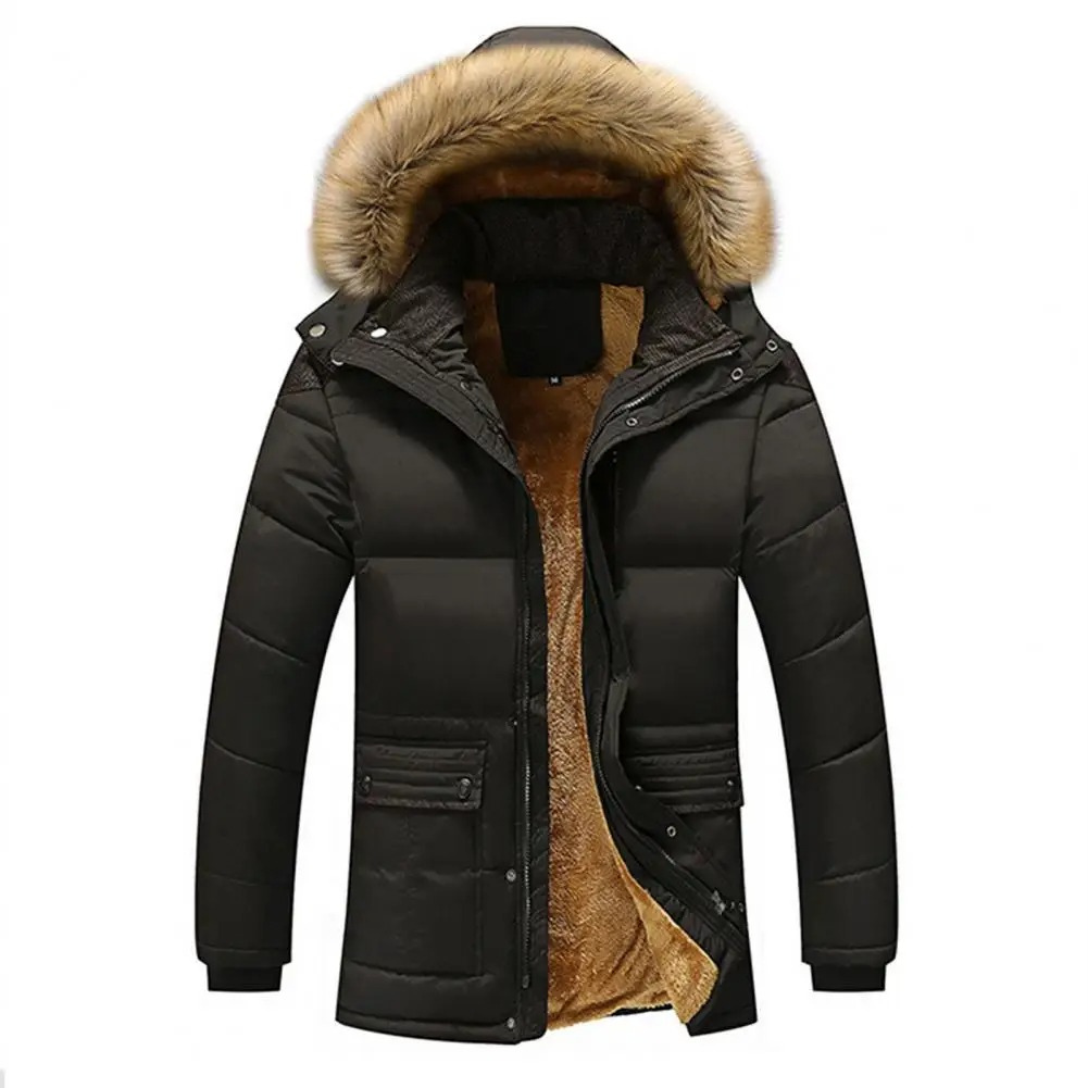 Warm Men's Puffer Parka Coat with Hood