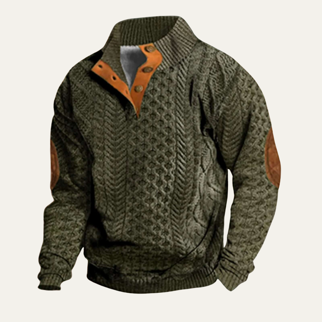 VogeLuxe | Men’s Quilted Funnel Neck Pullover Sweater