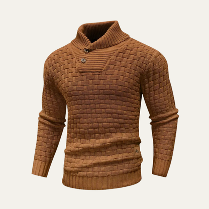 VogeLuxe | Men’s Shawl Collar Textured Knit Pullover Sweater