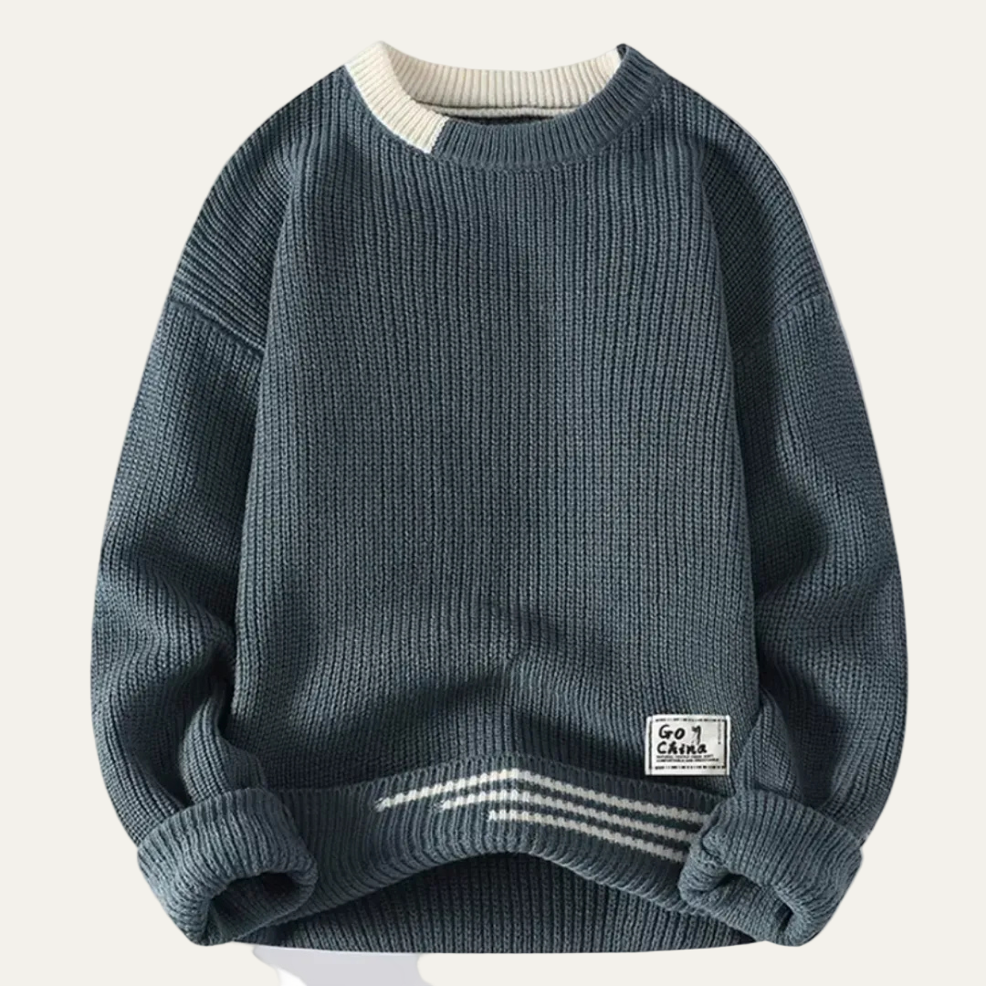 VogeLuxe | Men’s Ribbed Stripe Trim Sweater