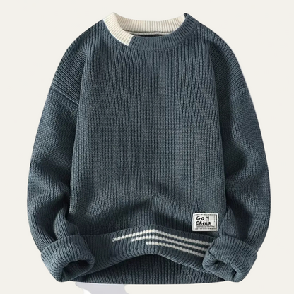 VogeLuxe | Men’s Ribbed Stripe Trim Sweater