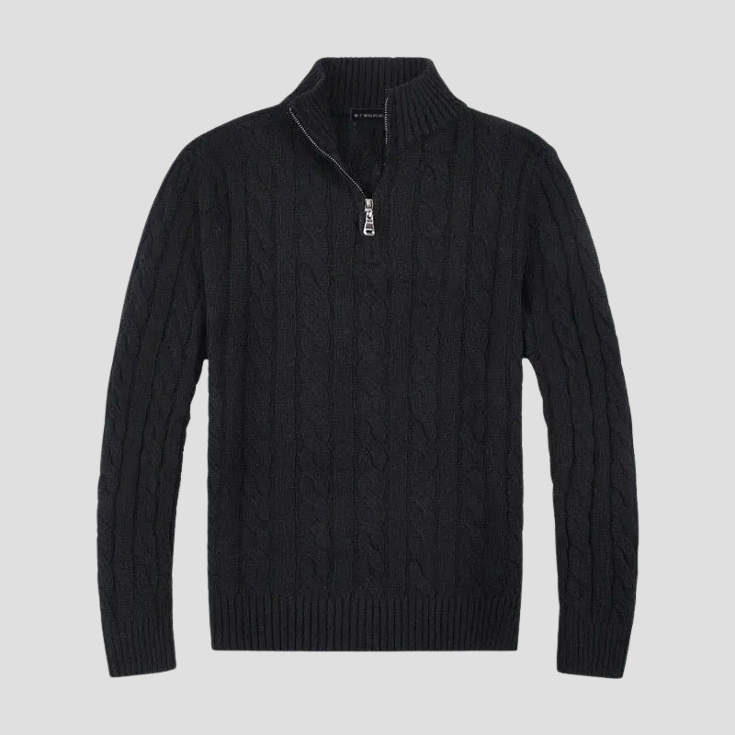 VogeLuxe | Men’s Timeless Quarter Zip Cable Knit Sweater
