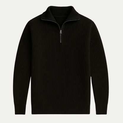 VogeLuxe | Men’s Wide Rib Quarter Zip Knit Sweater