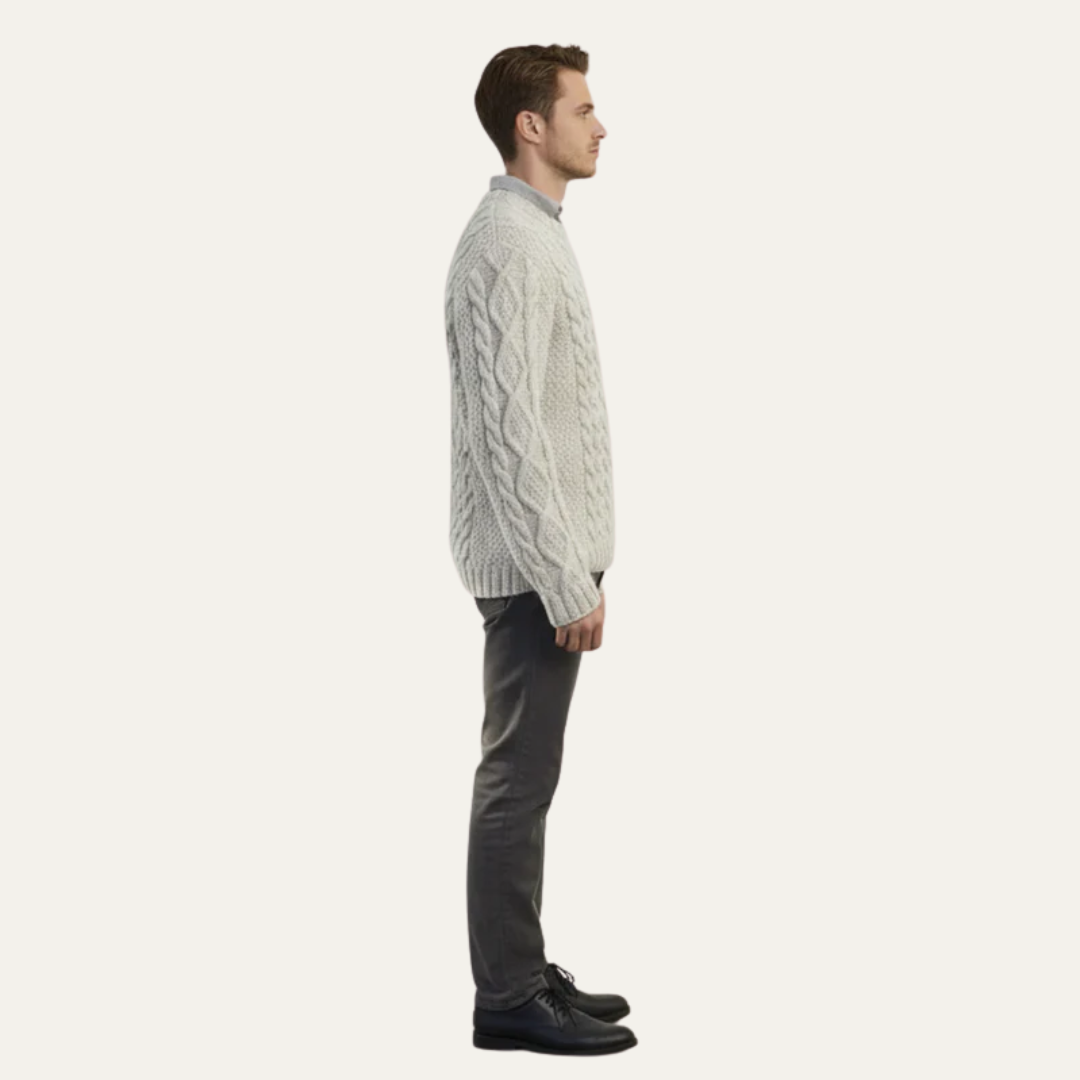 VogeLuxe | Men’s Chunky Cable Knit Crew Neck Sweater