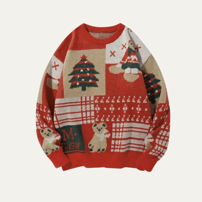 VogeLuxe | Women’s Festive Patchwork Christmas Knit Sweater