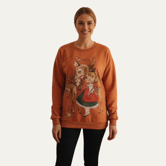 VogeLuxe | Women’s Vintage Christmas Reindeer Sweatshirt