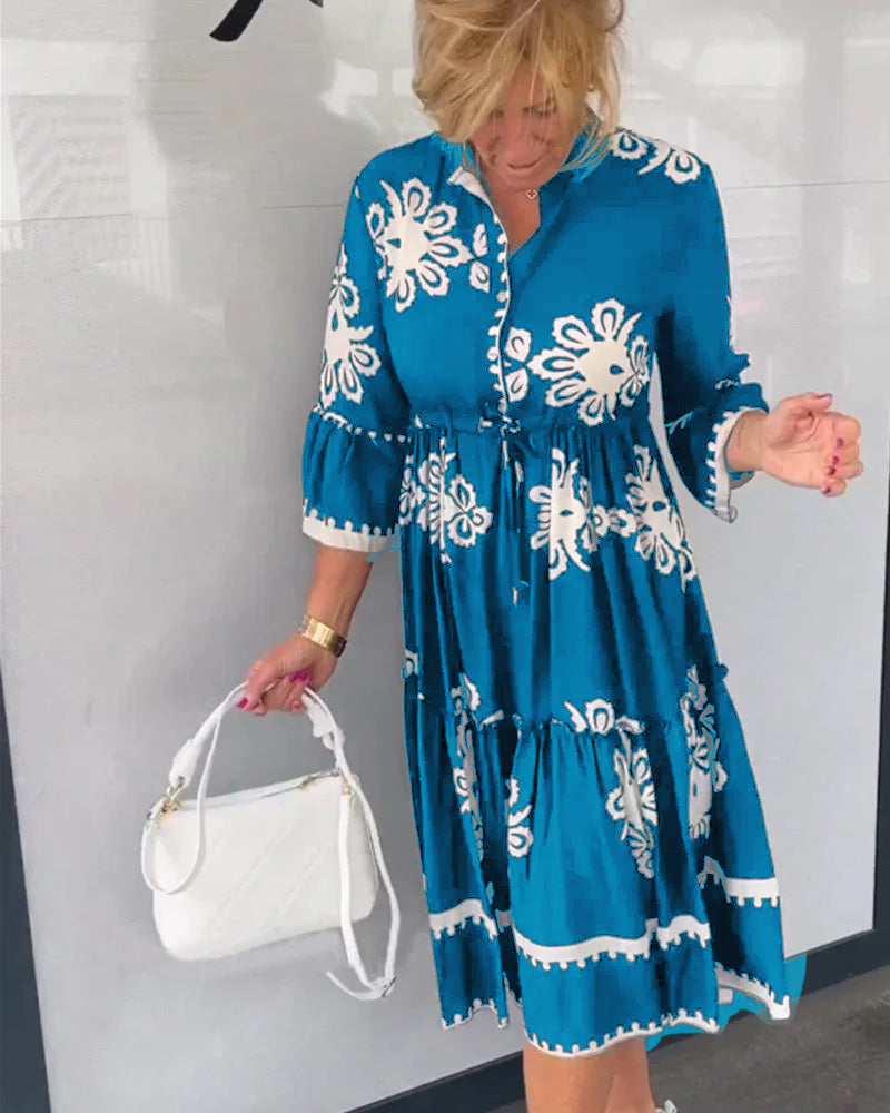 Casual Floral Cap Sleeve Midi Dress for Women