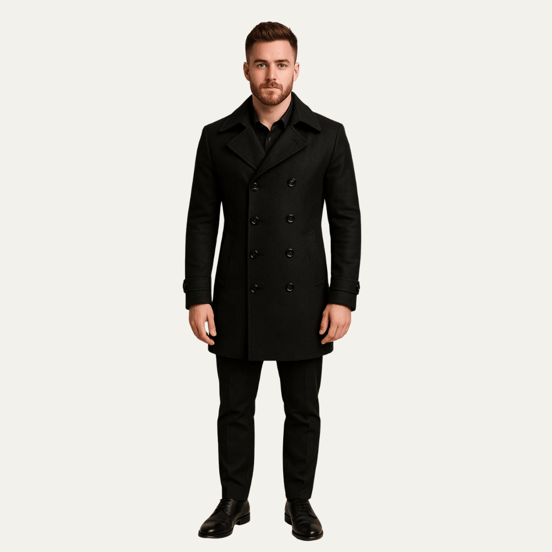 VogeLuxe | Men’s Classic Wool Blend Peacoat