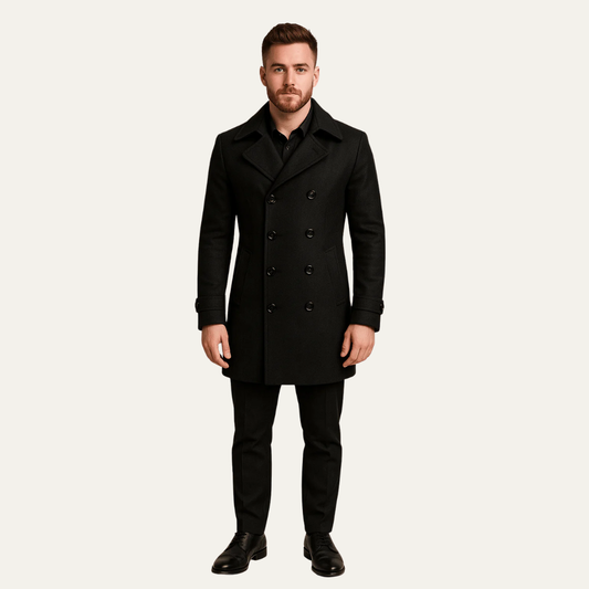VogeLuxe | Men’s Classic Wool Blend Peacoat