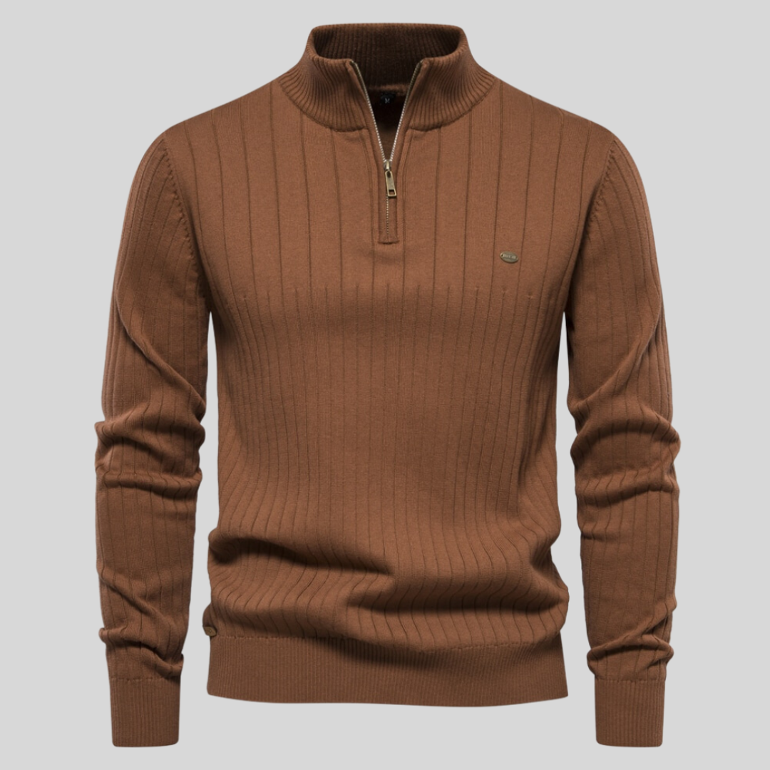 Men's Casual Quarter Zip Long Sleeve Pullover