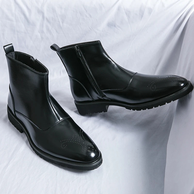 Comfortable Men's Vegan Chelsea Boots with Zipper