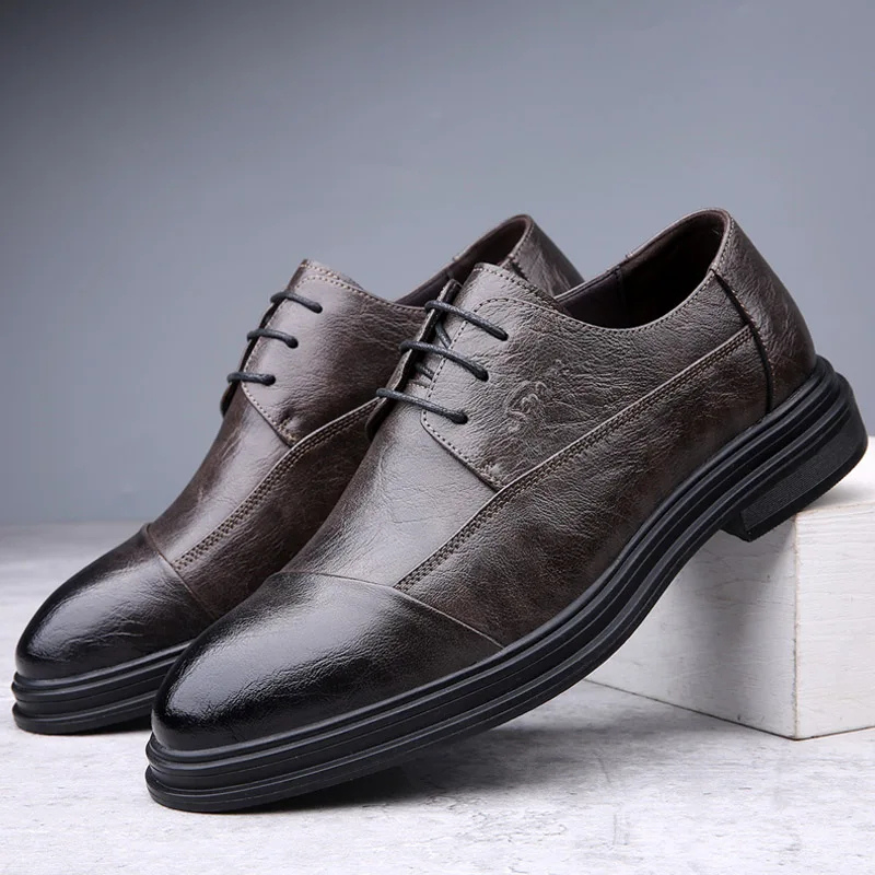 Luxury Synthetic Leather Dress Shoes for Men - BritishElegance