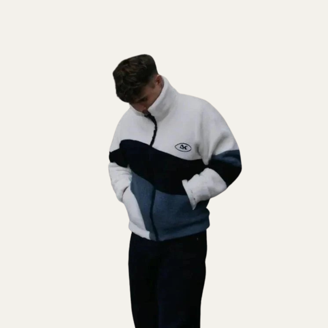VogeLuxe | Men’s Sherpa Color Block Zip Jacket