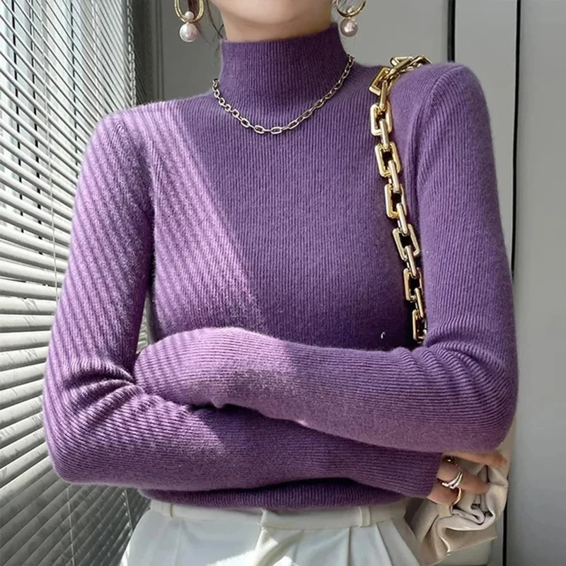 Warm Fitted Ladies Wool Sweater for Winter