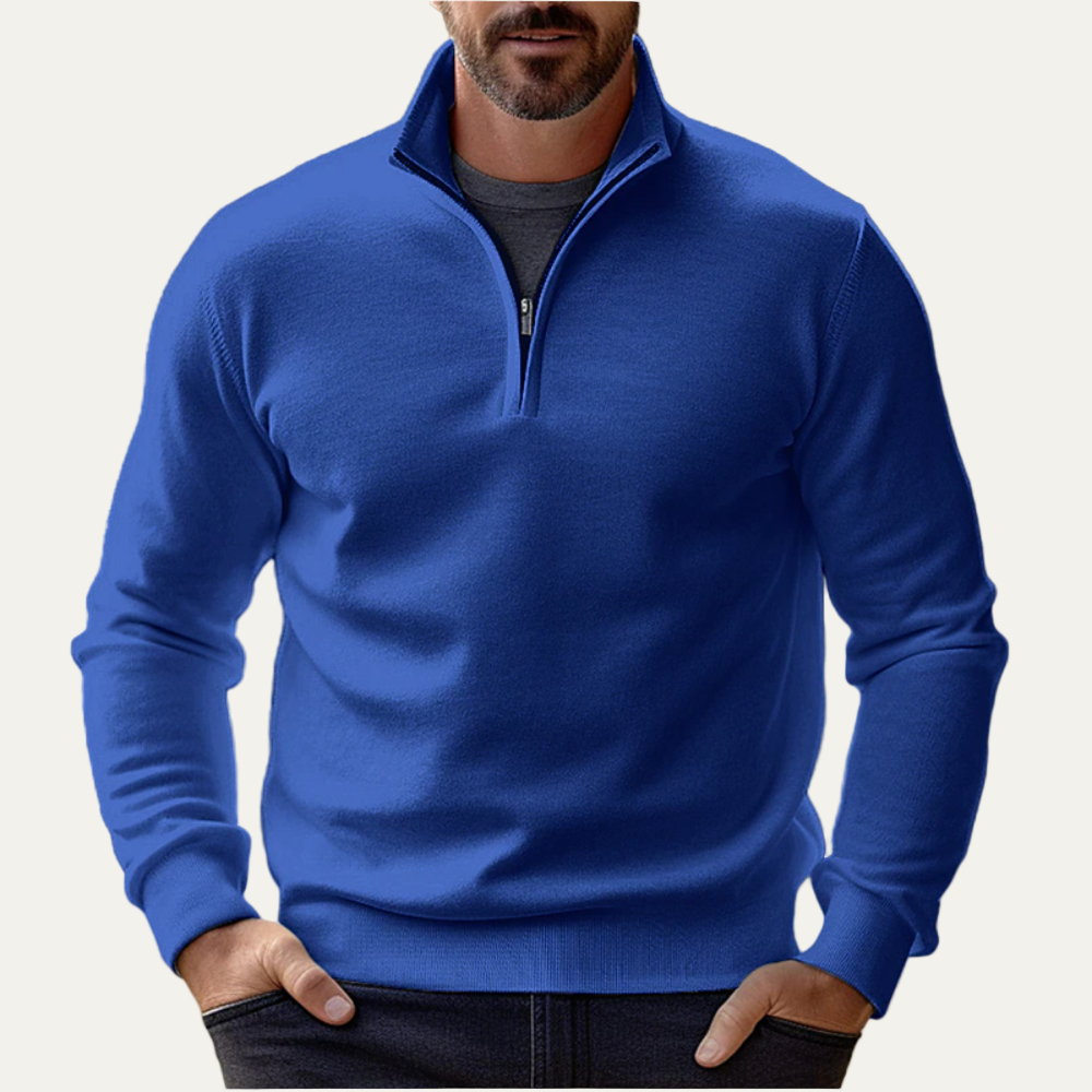 VogeLuxe | Men’s Stand Collar Quarter Zip Pullover Sweater