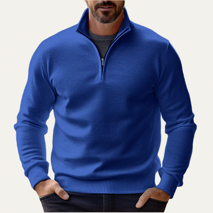 VogeLuxe | Men’s Stand Collar Quarter Zip Pullover Sweater