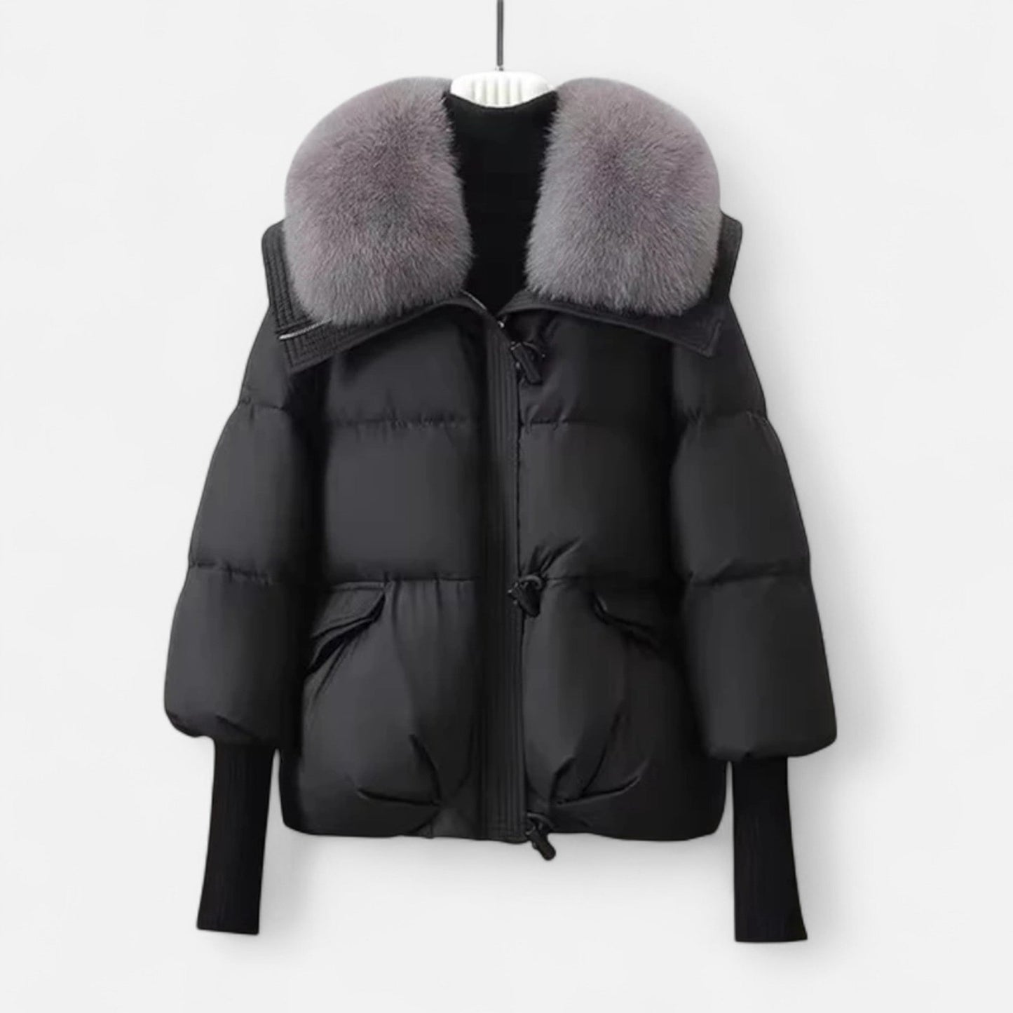 Warm Down Parka Jacket with Faux Fur Hood