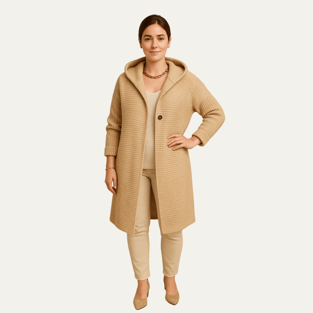 VogeLuxe | Women’s Ribbed Hooded Knit Coat