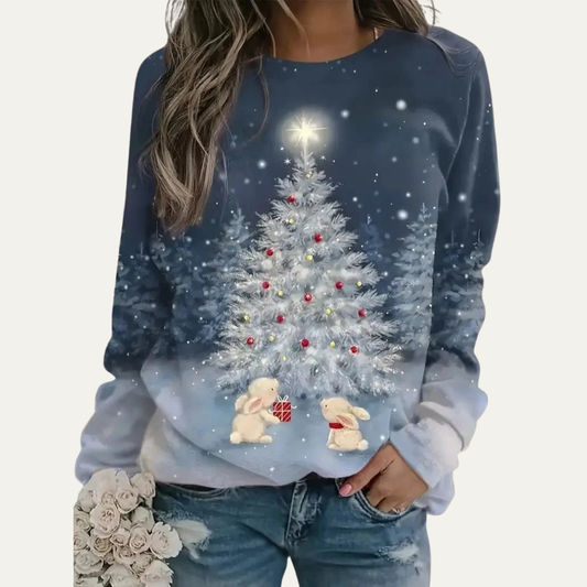 VogeLuxe | Women’s Golden Christmas Tree Raglan Sweatshirt