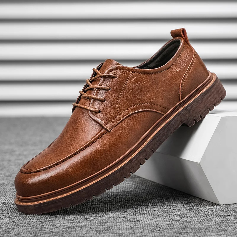 Men's Waterproof Moc Toe Boots with Strong Outsole