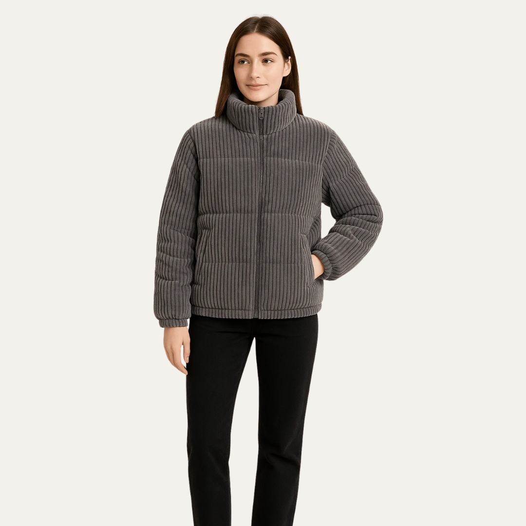 VogeLuxe | Women’s Corduroy Cropped Puffer Jacket