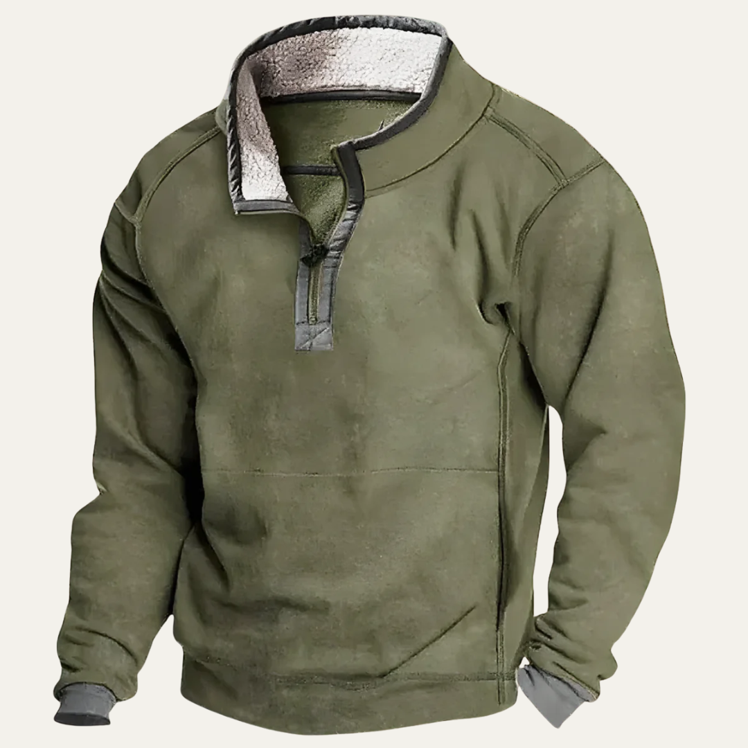 VogeLuxe | Men’s Fleece Pullover Sweater with Stand Collar