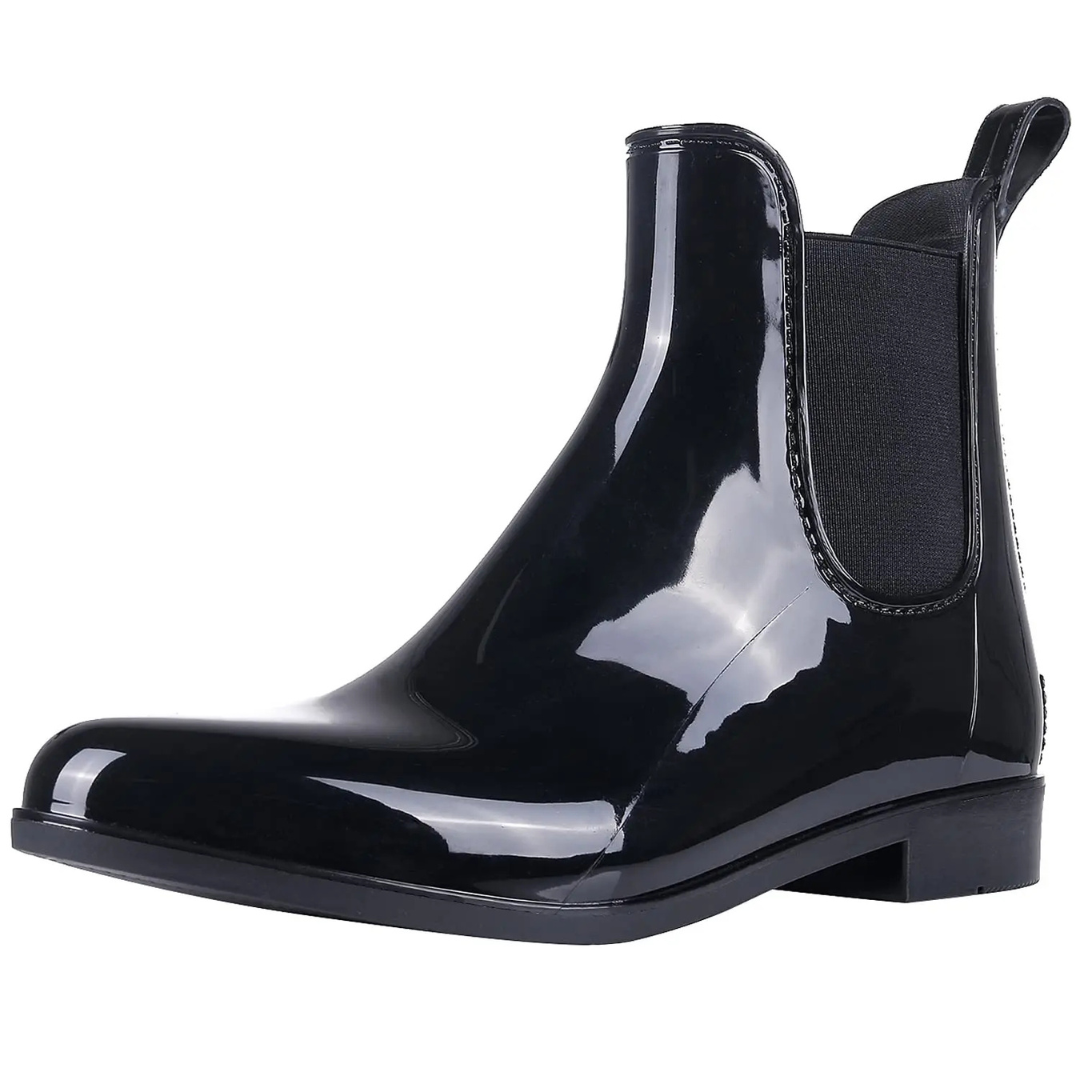 Waterproof Black Ankle Rain Boots for Women