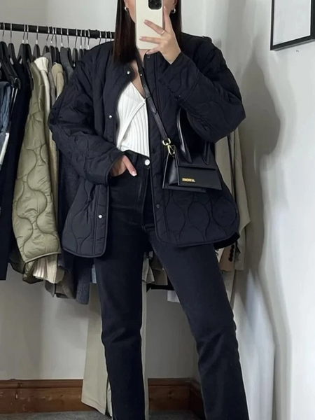 Warm Women's Padded Long Coat with Single Button Closure