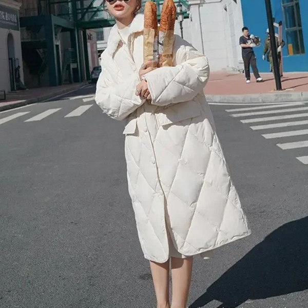 Warm Women's Padded Parka Coat with Faux Fur Hood