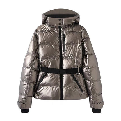 Fit Waist Padded Coat With Tie Belt