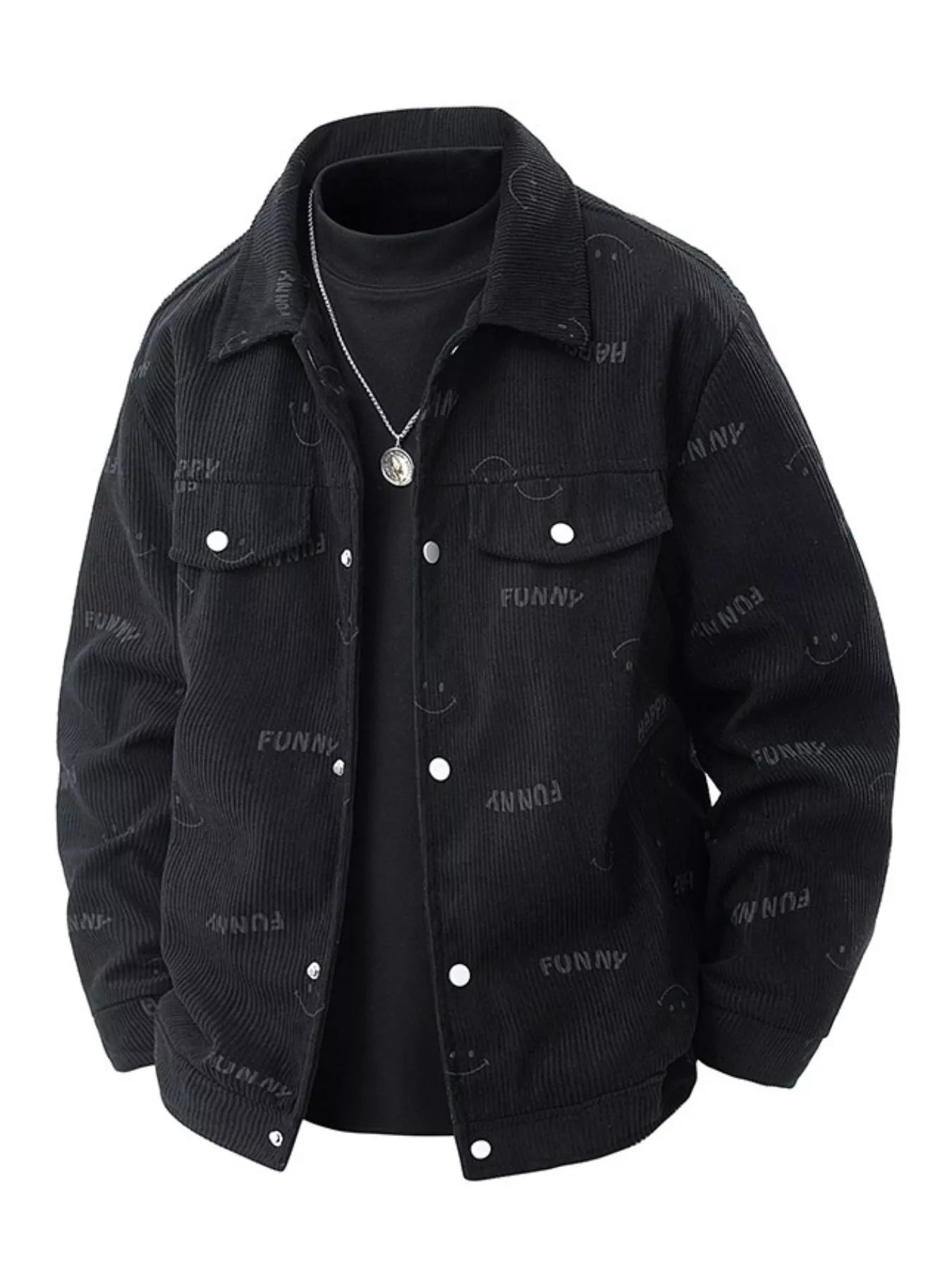 Men's Large Funny Face Button Jacket - VogeLuxe