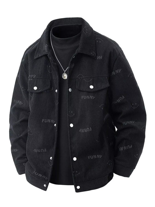 Big Size Fun Graphic Zip Up Casual Jacket - BritishElegance
