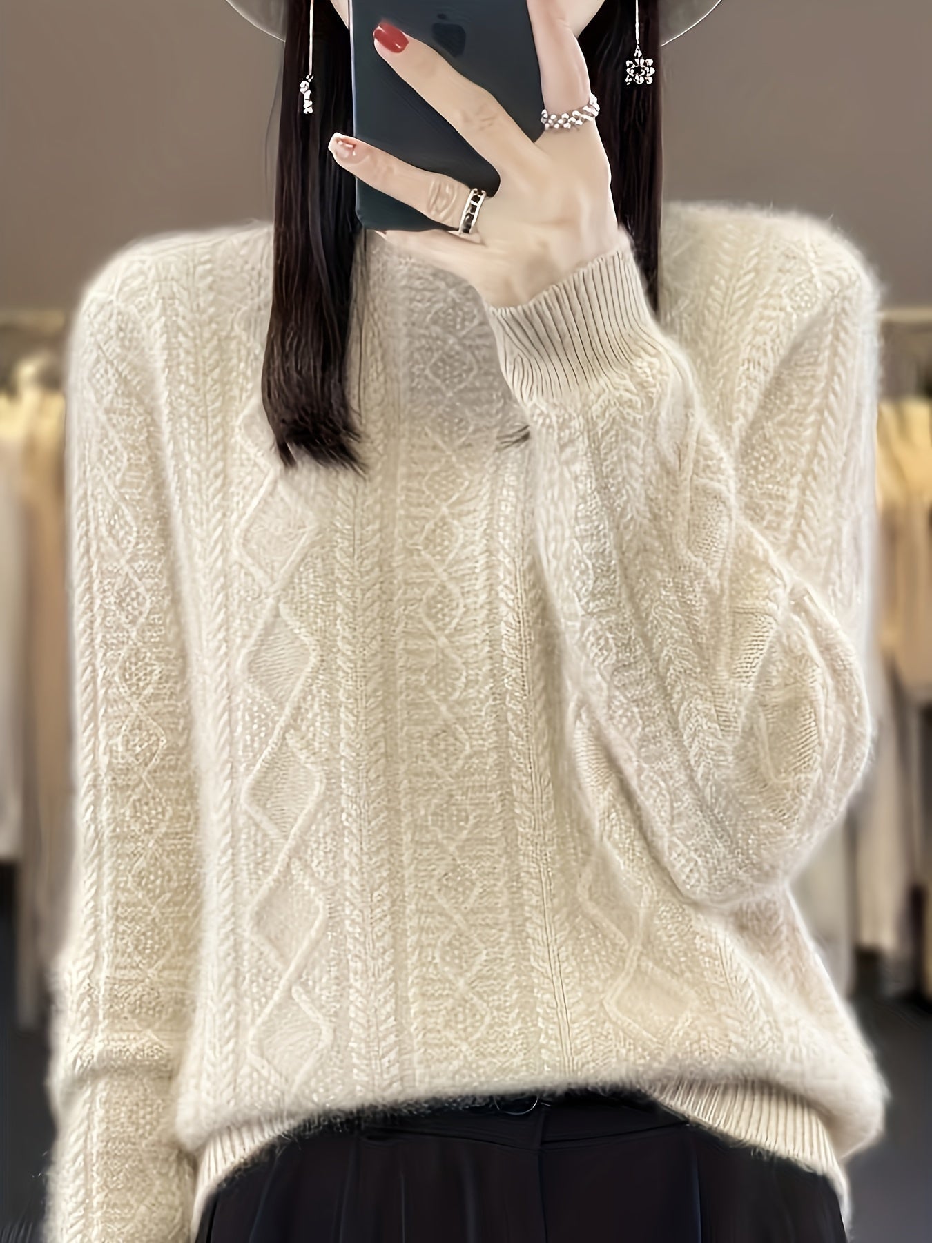 Soft Women's Crew Neck Long Sleeve Sweater