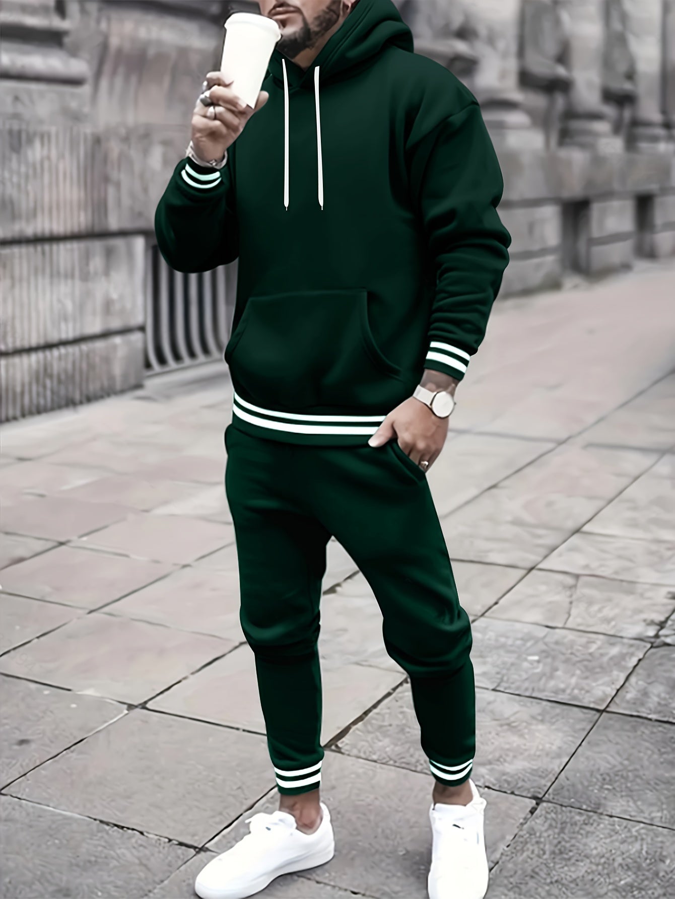Relaxed Fit Graphic Print Men's Track Suit