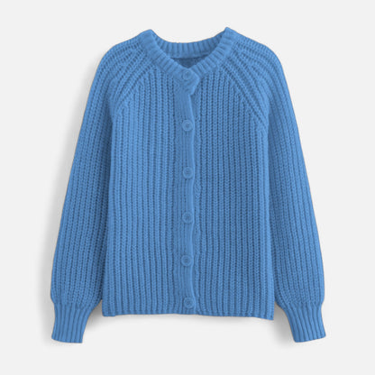 Cozy Womens Classic Crew Neck Knit Cardigan